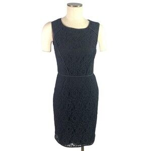 Ann Taylor Sleeveless Lace Sheath Size 4 Little Black Dress Classic LBD